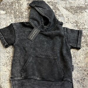 Little Bipsy Washed Black Kids Short-Sleeve Hoodie
